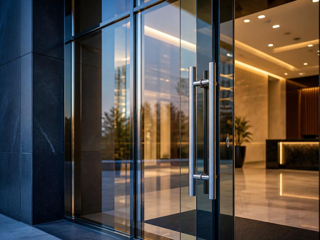 Morrisville Locksmith technician installing a new commercial door lock on a business entrance